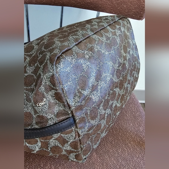 Coach Signature Taxi Brown Coated Canvas Tote - Picture 4 of 15